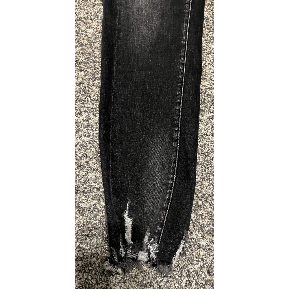 Flying Monkey Jeans Womens 30‎ Black High Rise Skinny Distressed Raw Hem Ankle - Picture 4 of 11